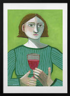 Pensive Woman Green Gaze, arte de Sharyn Bursic con marco