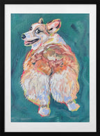 Vibrant Corgi Dog, arte de Pauline Wegman | Key and Sea Creative con marco