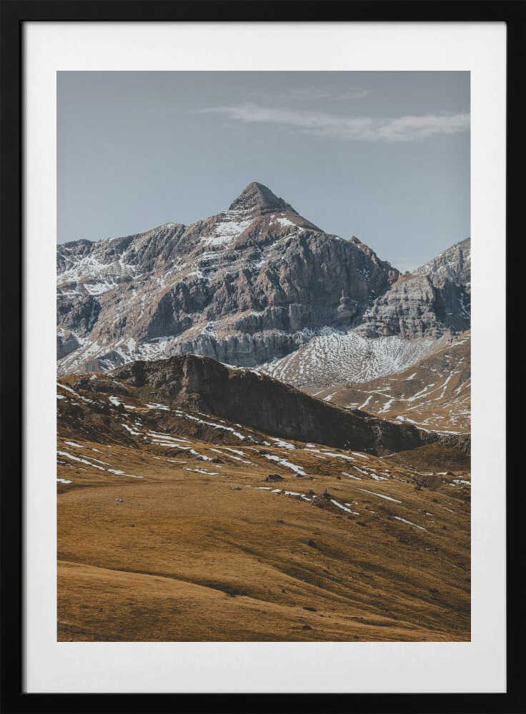 Golden Mountain Landscape, arte de Javier Pardina con marco