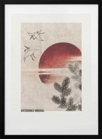 Birds and Sunset, From Album of Sketches (1814), arte de Katsushika Hokusai con marco