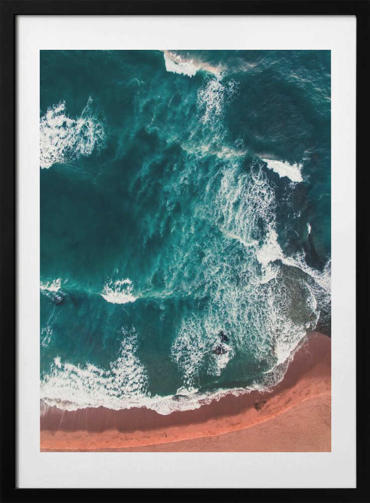 Aerial Ocean Waves Beach, arte de Javier Pardina con marco