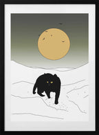 Black Cat Winter Moon, arte de Nicholas con marco