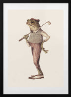 Frog In Vintage Golf Attire, arte de Mike Koubou con marco
