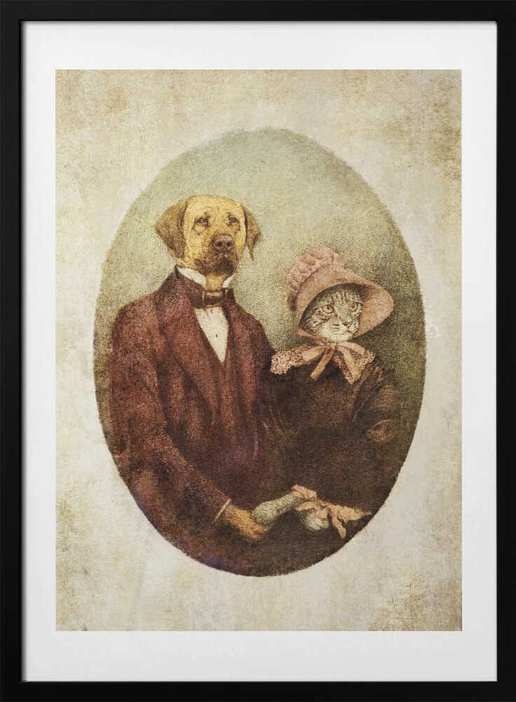 Victorian-style Portrait Couple, arte de Mike Koubou con marco