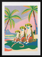 Meerkats Beach Vacation, arte de Uma Gokhale con marco