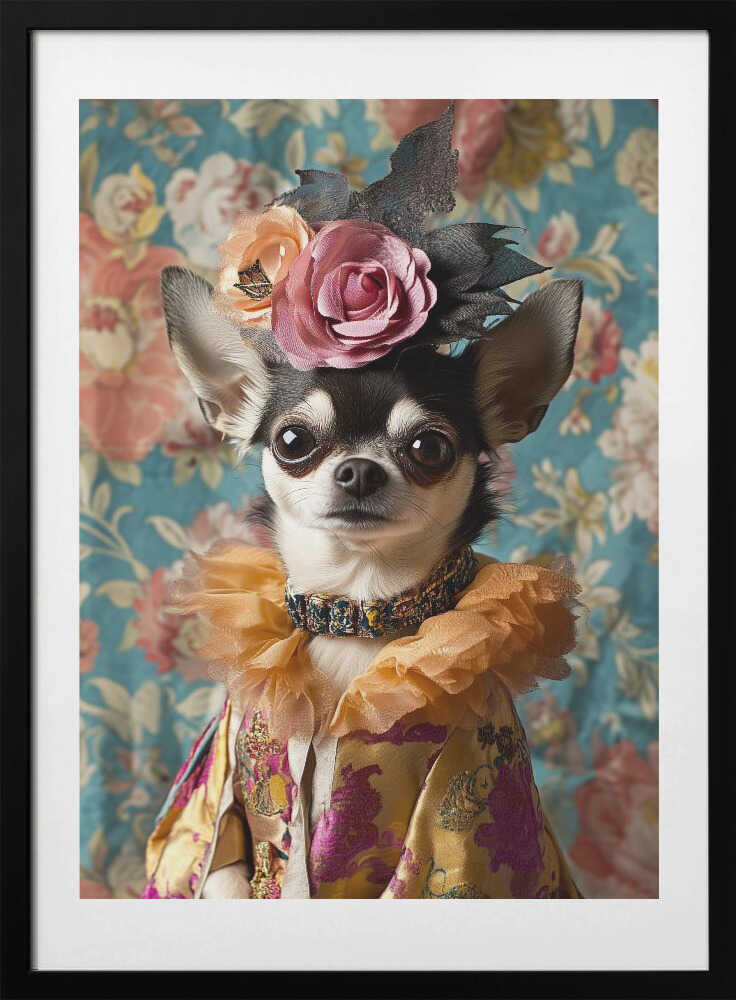 Regal Chihuahua Portrait, arte de SHANDU con marco