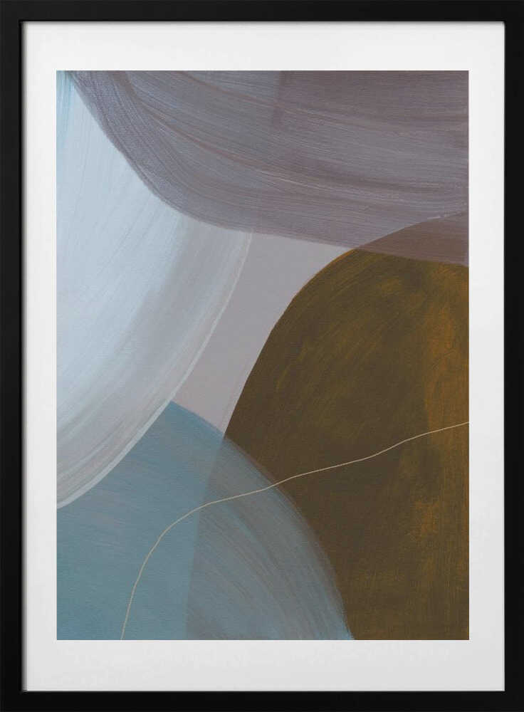 Overlapping Curves In Muted Tones, arte de Mareike Böhmer con marco
