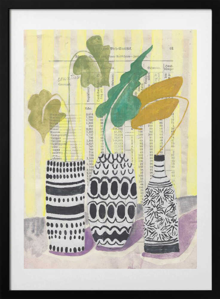 Eclectic Patterned Vases, arte de Annick con marco