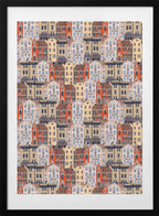 Charming City Building Pattern, arte de Mela Patterns con marco