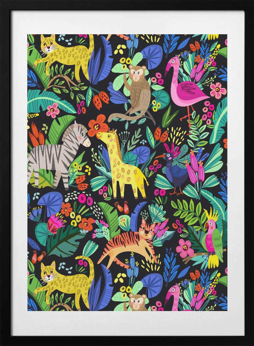 Colorful Jungle Animals, arte de Marusha Belle con marco