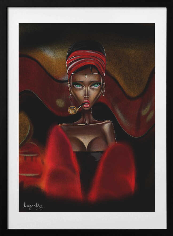 Red Turban Smoker, arte de dragonfly con marco