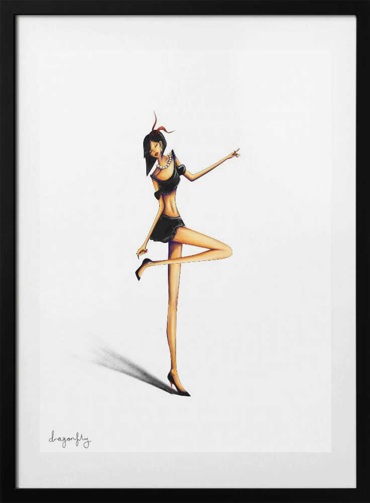 Graceful Fashion Pose, arte de dragonfly con marco
