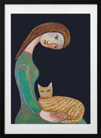 Serene Woman and Cat, arte de Sharyn Bursic con marco