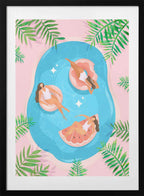 Hot Girl Float Club, arte de Petra Lizde con marco