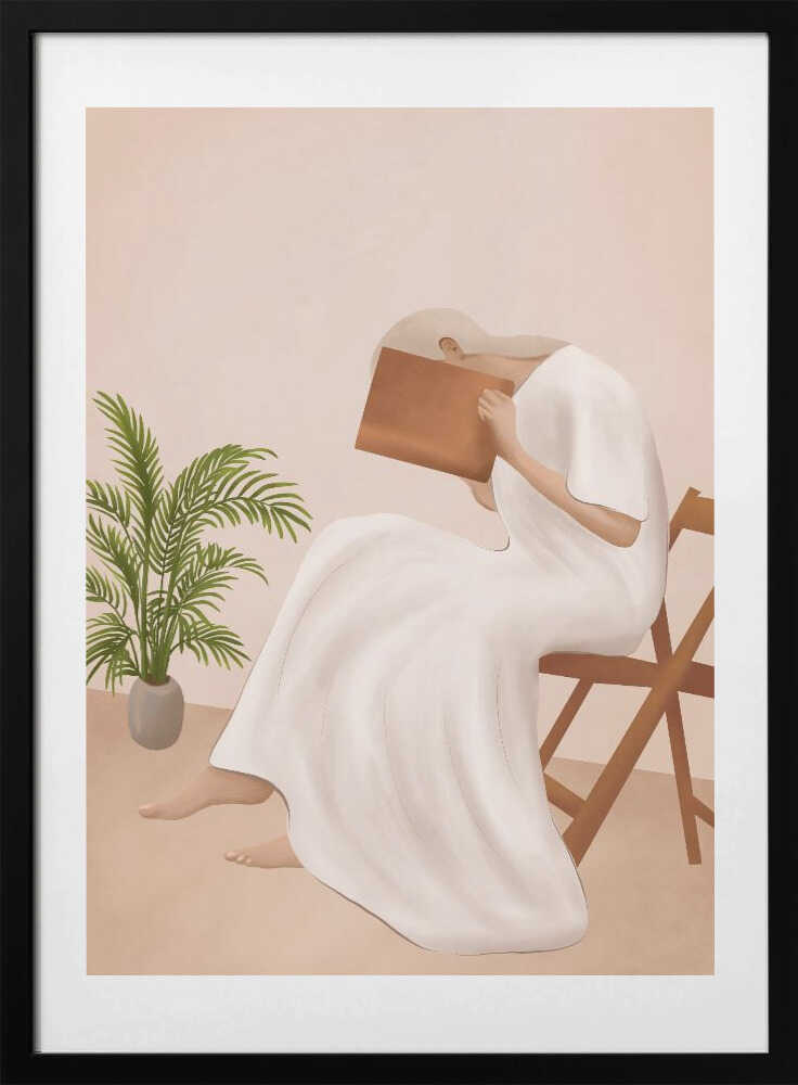 Serene Woman Reading, arte de City Art con marco