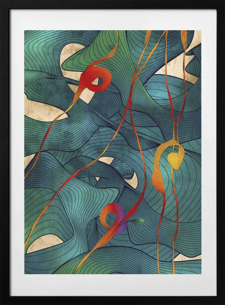 Vibrant Ribbon Flow, arte de Angelo Cerantola con marco