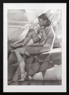 Contemplative Cubist Figure, arte de Corné Akkers con marco