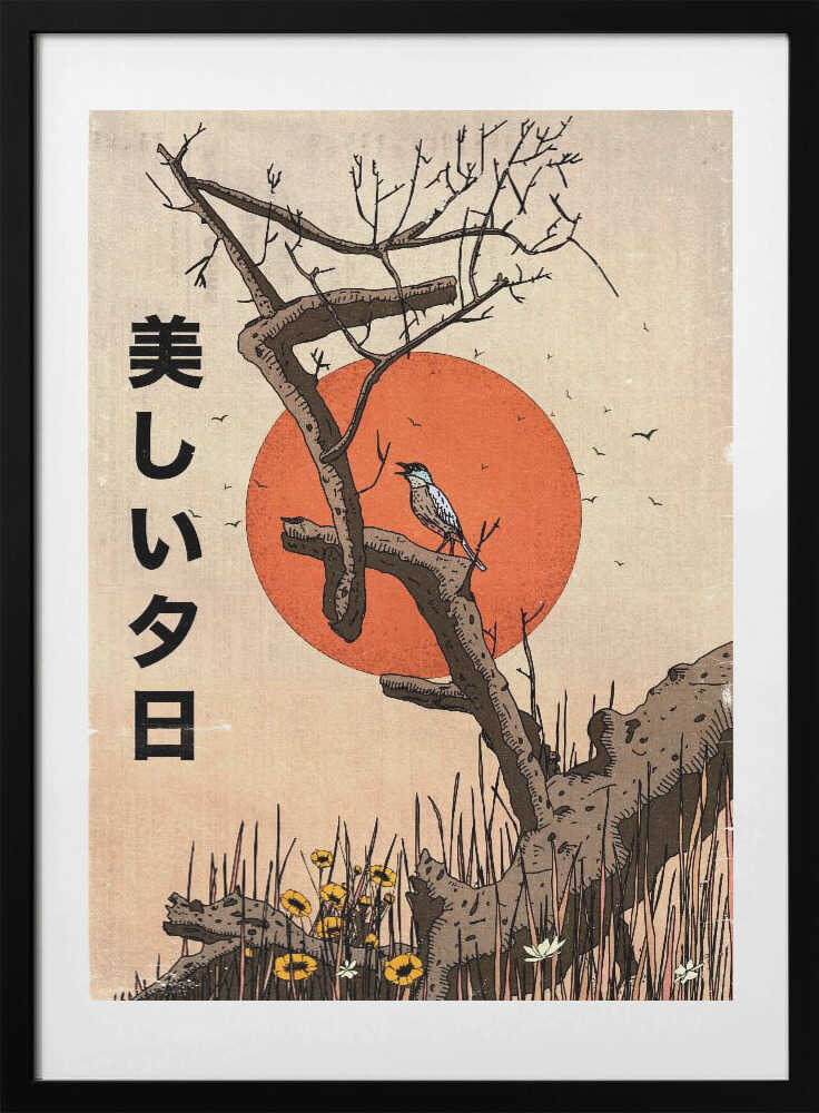 Singing Bird Sunset, arte de Nicholas con marco