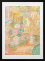 Impressionist Painting of Flowers and Candle, arte de Katharina Puritscher con marco