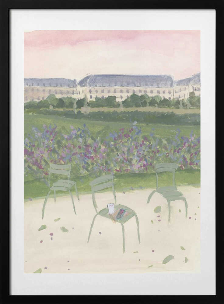 Paris Garden Watercolor Illustration, arte de Katharina Puritscher con marco