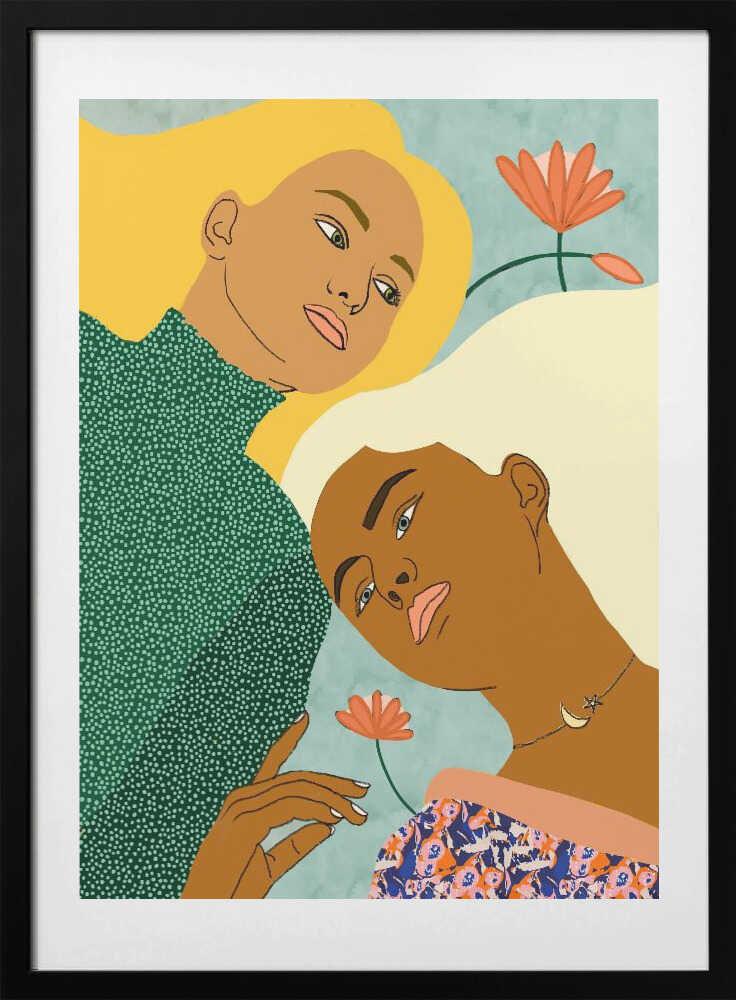 Diverse Women Floral Calm, arte de Uma Gokhale con marco