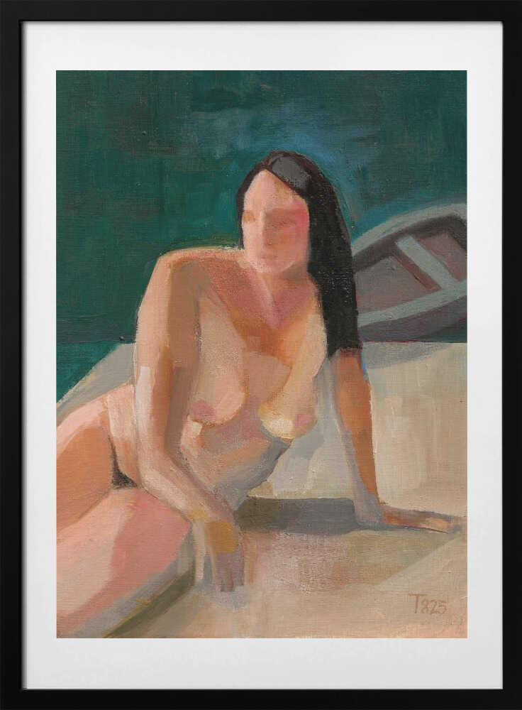Bather and Boat, arte de Tore Bahnson con marco