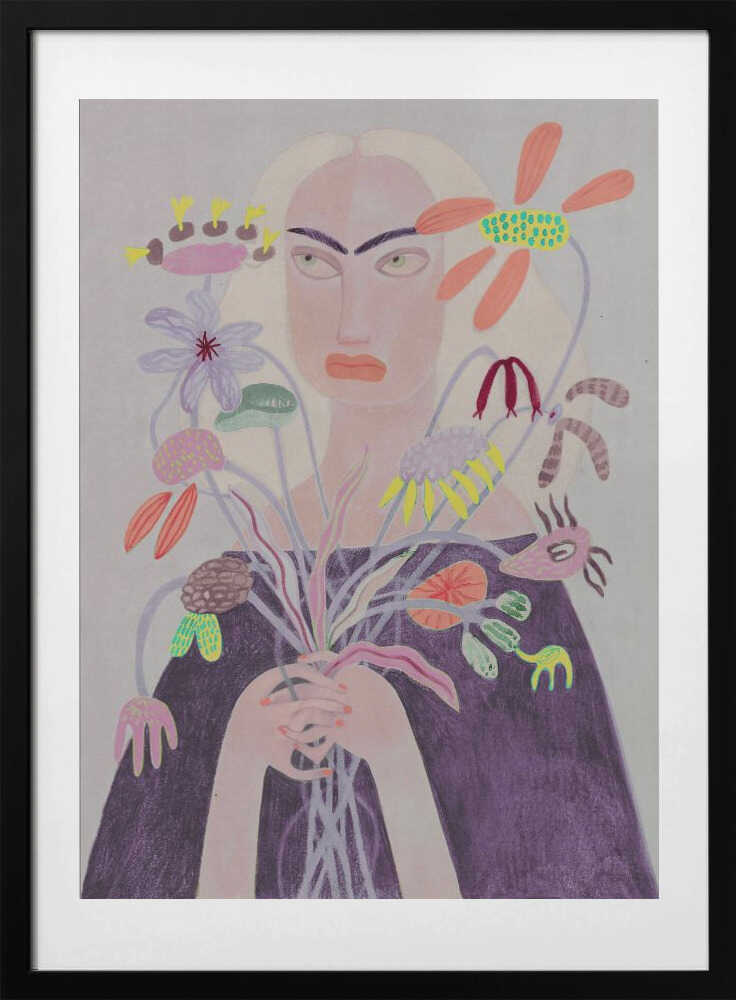 Woman Holding Unique Flowers, arte de Luca di Napoli con marco