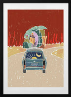 Escape Road Trip, arte de Uma Gokhale con marco