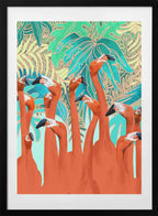 Exotic Flamingo Flock, arte de Uma Gokhale con marco