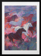 Vibrant Running Horses, arte de Uma Gokhale con marco