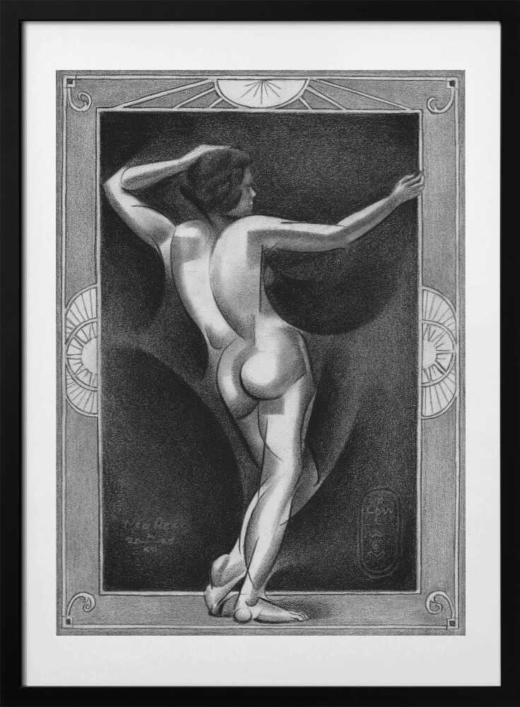 Art Deco Nude Figure, arte de Corné Akkers con marco