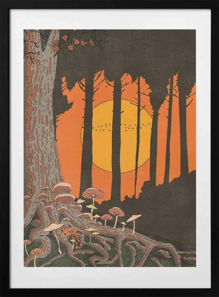 Twilight Mushroom Forest, arte de Nicholas con marco