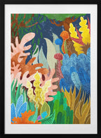 Vibrant Jungle Flora, arte de Uma Gokhale con marco