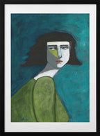 Pensive Green Portrait, arte de Sharyn Bursic con marco