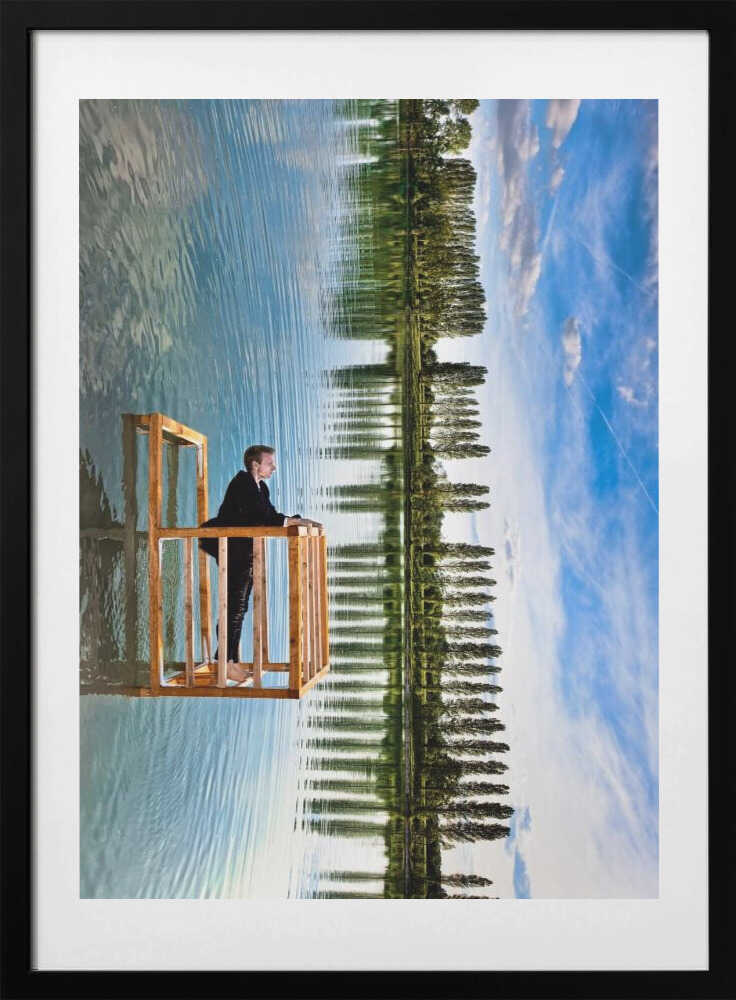 Man And Mirrored Sky, arte de Christophe Kiciak con marco