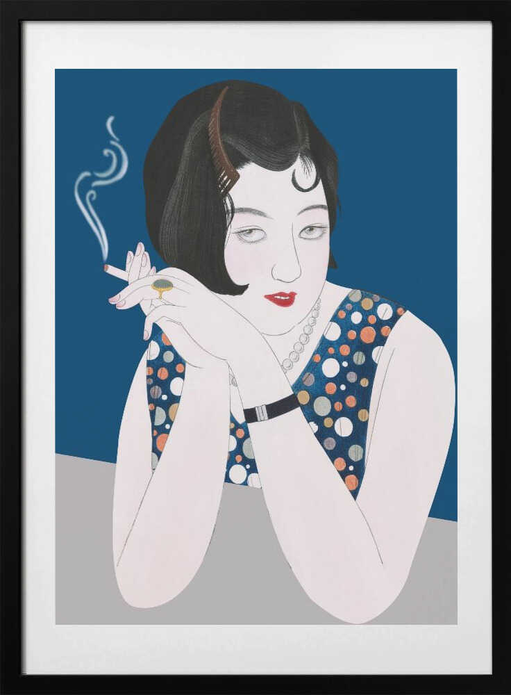 Retro Smoker's Gaze, arte de Marja van den Hurk con marco