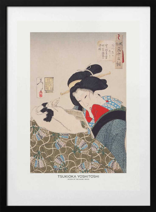 An Urban Widow of the Kansei Period (1789 1800), arte de Tsukioka Yoshitoshi con marco