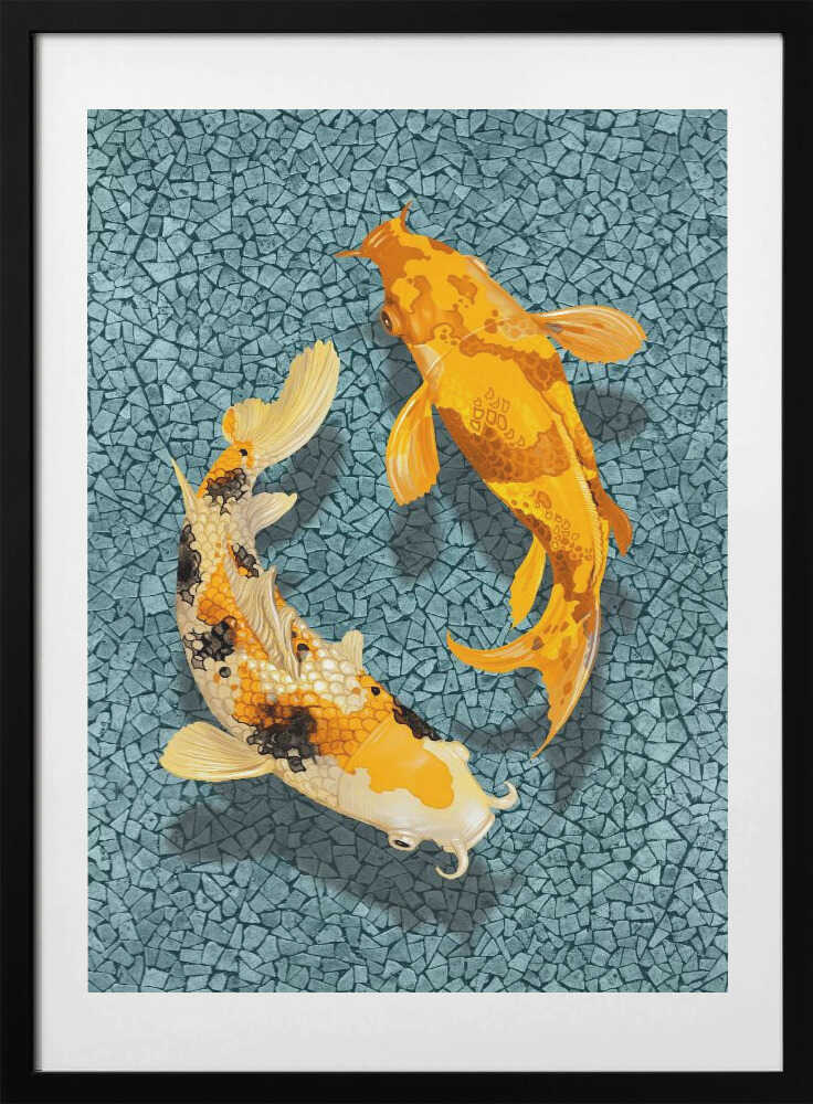 Yin Yang Koi, arte de Marja van den Hurk con marco