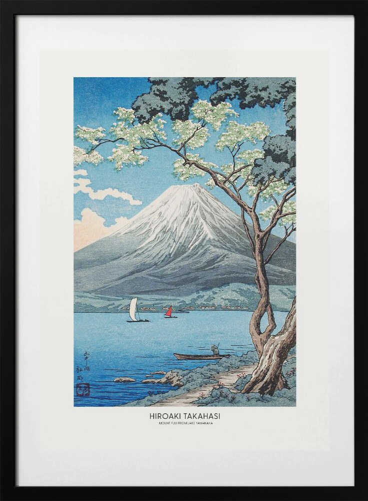 Mount Fuji From Lake Yamanaka, arte de Utagawa Hiroshige con marco