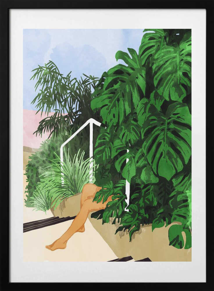 Tropical Oasis Legs, arte de Uma Gokhale con marco