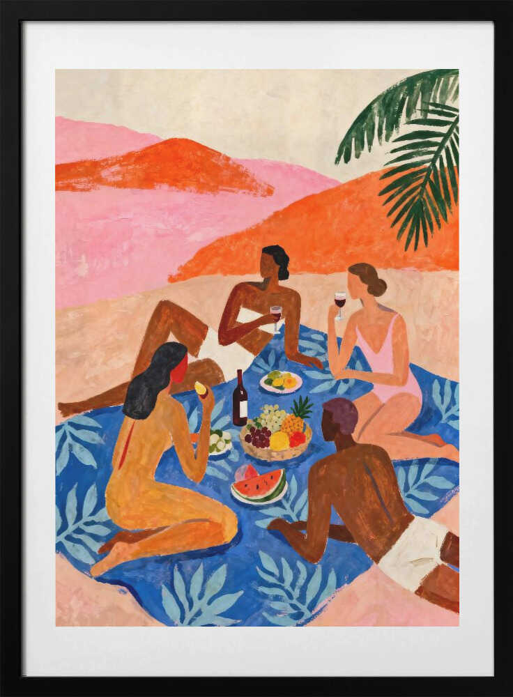 Summer Beach Picnic, arte de Uma Gokhale con marco