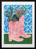 Pink Boots Green Plants, arte de Uma Gokhale con marco