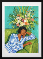 Sleeping Woman Blooms, arte de Uma Gokhale con marco