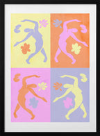 Vibrant Dancing Figures, arte de Treechild con marco