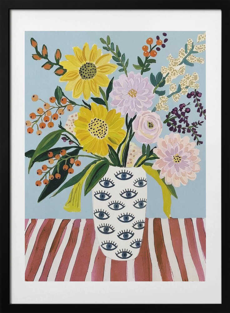 Cheerful Flowers Eye Vase, arte de Essa Van Reis con marco