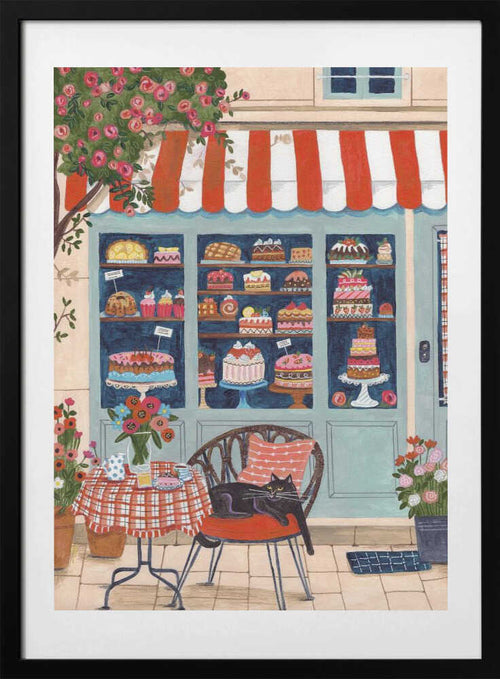 Bakery Cat Cafe, arte de Caroline Bonne Müller con marco