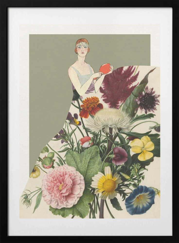 Flapper Floral Fashion, arte de Wild Violets con marco