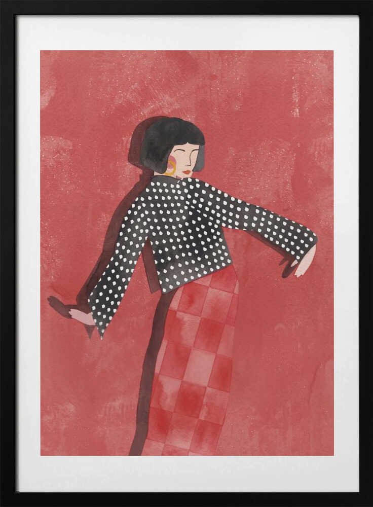 Dancing Woman Red Style, arte de Essa Van Reis con marco