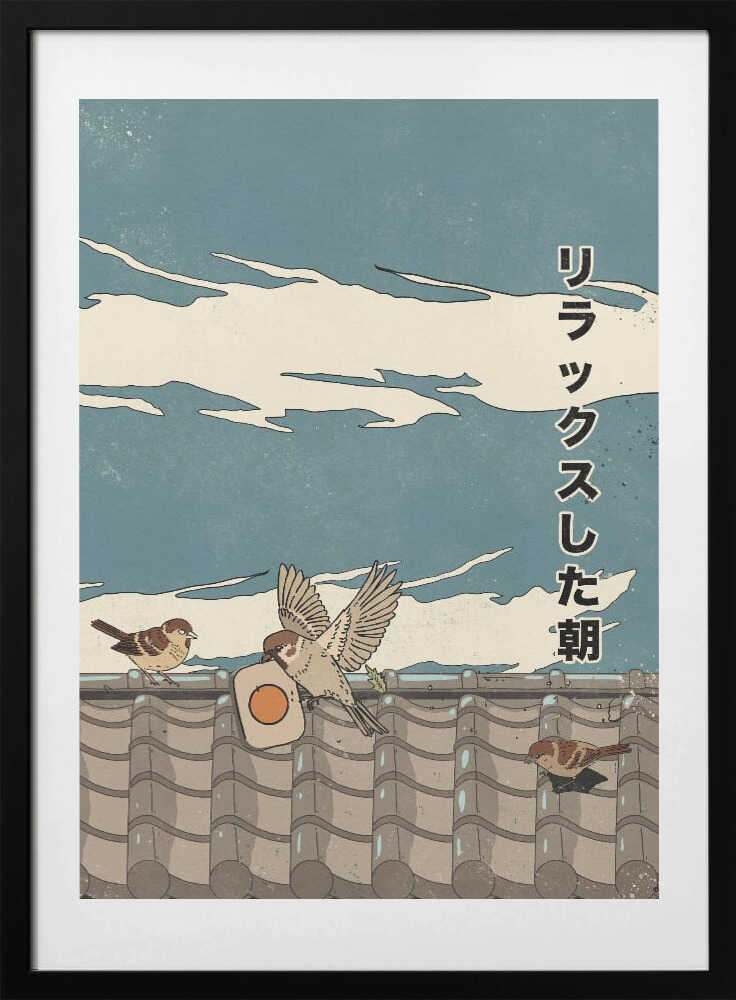 Relaxed Morning Sparrows, arte de Nicholas con marco