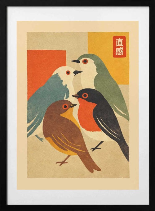 Colorful Bird Gathering, arte de Patryk Krygowski con marco
